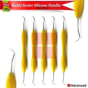 5 Ergonomic Micro Sickle Scaler MS Dental Periodontal Instrument Silicone Coated - Picture 1 of 2