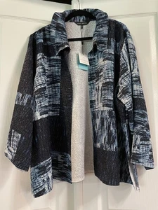 Ming Wang Jacket Womens 2X Heritage Fit Crinkle Textured Open Front Blazer - Picture 1 of 15