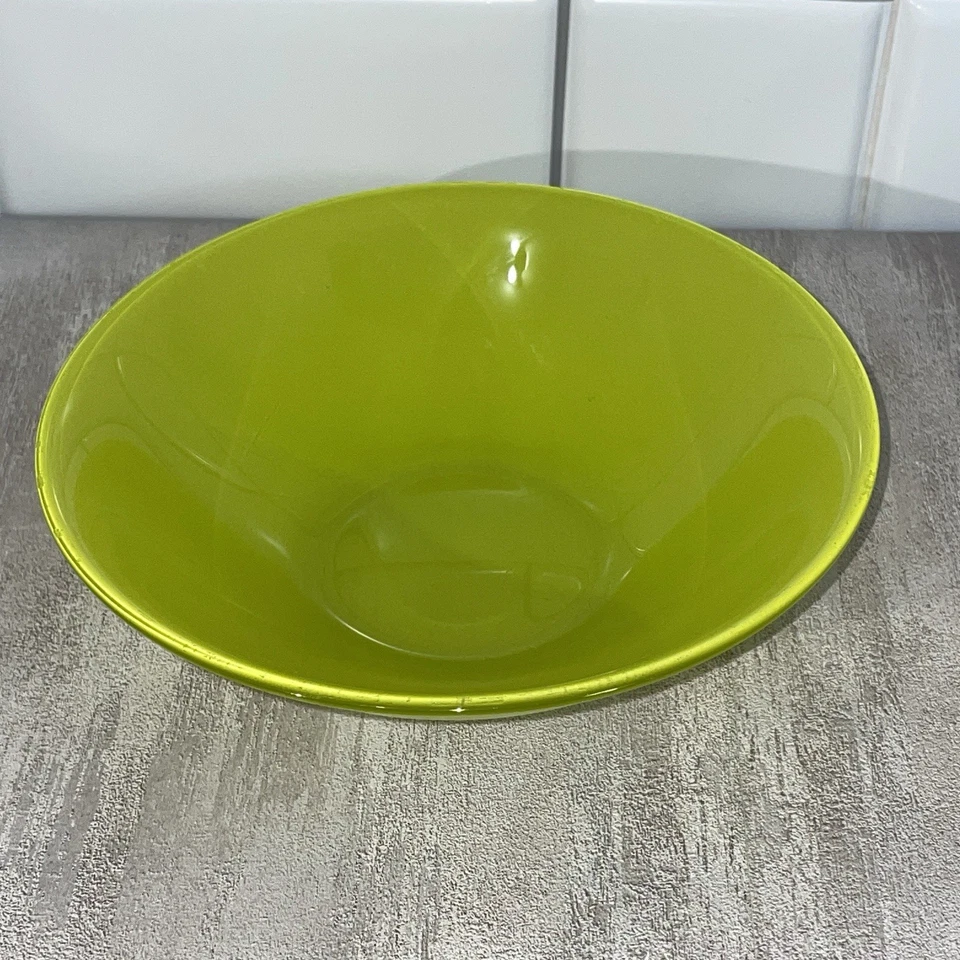 LUMINARC Brush Mania Green Glass Dinner Bowl USED 6.25” X 1.5” - Image 1 of 4