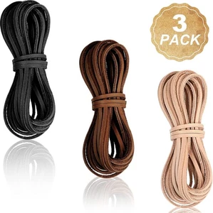 16,5 Yards 3 Bündel Natürliches Flaches Lederband Beige, Schwarz, Braun  - Bild 1 von 7