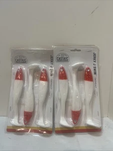2 Castaic  Giant Jerky J Swim Swimbait 7"  White Red Head 2 Packs Of 3 - Picture 1 of 4