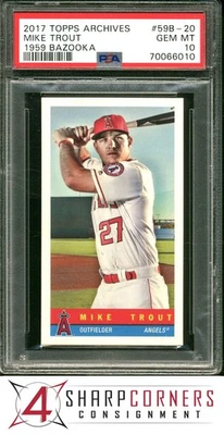 2017 TOPPS ARCHIVES 1959 BAZOOKA #59B-20 MIKE TROUT PSA 10 - Image 1 of 3