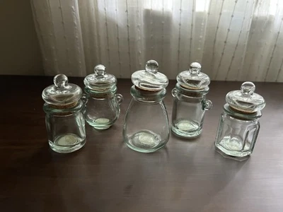 Set Of Mini Glass Corked Jars - Image 1 of 4