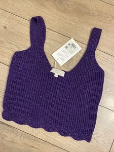 Nueva Blusa sin mangas La Maille SEZANE Top Suave Púrpura Brillante - Talla M - Imagen 1 de 11