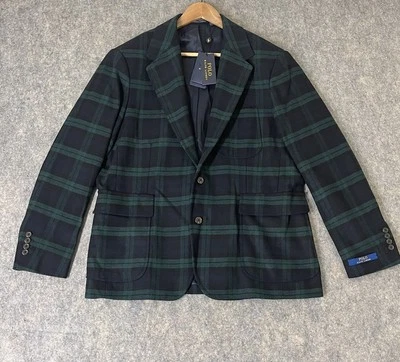 Polo Ralph Lauren Blackwatch Blazer 44R $448 Plaid Wool Blend Modern Jacket New - Image 1 of 4