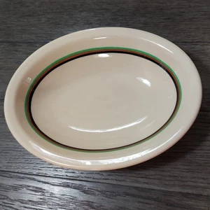 Inca Ware Oval Plate Green Brown Black Bands SHO87 China Shenango New Castle, PA - Picture 1 of 9