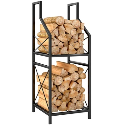 Outsunny Portalegna da Esterno a 2 Livelli in Metallo con Base Rialzata Nero - Immagine 1 di 4