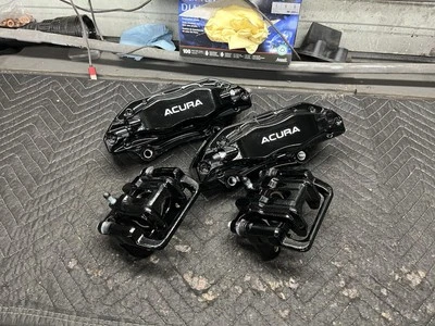 Juego de frenos de pinza delanteros/traseros Acura TL-S 2004/2008 con recubrimiento en polvo OEM negro Foto 1 de 4