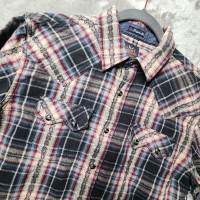 Moon Shine Spirits Men’s Western Plaid Flannel Shirt S Regular Fit Snap Yokes - Image 1 of 4