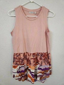 LOGO by Lori Goldstein Cotton Modal Tank Top Size M Shell Soft Pink Floral - Picture 1 of 5