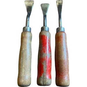 Vintage Set 3 Wood Handle Pallet Knife Serrated Smooth Edge 6” Rigid Flex Bonus - Picture 1 of 7