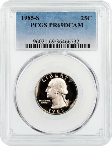 1985-S Washington Quarter PCGS PR69DCAM Cover