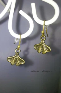 Ohrringe Bronze + Ginko Blatt klein + handgemacht - Bild 1 von 3