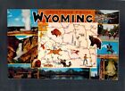 E0264 USA Wyoming Map and images c1966 vintage postcard