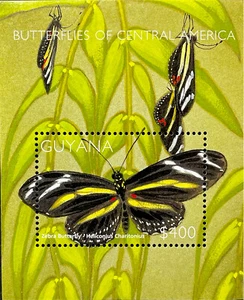 GUYANA ZEBRA BUTTERFLY STAMPS SS BUTTERFLIES INSECT BUG WILDLIFE NATURE FAUNA - Picture 1 of 1