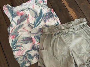 Abercrombie Kids 13/14 Girls Palm Floral Blouse and Paper bag Shorts C - Picture 1 of 14