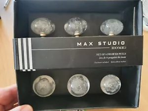 Max Studio Home Set Of 6 Drawer Pulls Knobs NIB Bubble Acrylic Clear. - Picture 1 of 9