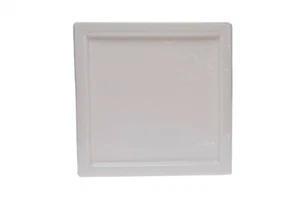 CB2 Crate & Barrel White Square Plate Salad Bread Plate 6 3/8" Raised Edge - Picture 1 of 2