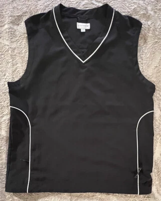 Chaleco de golf Cutter & Buck CB Windtec pequeño blanco y negro con bolsillos al aire libre Foto 1 de 4