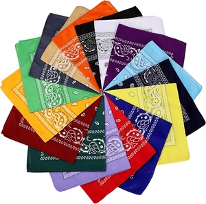 16 Pcs Bandanas Multi-Purpose Bandanas Paisley Cowboy Polyester Headbands 22X22 - Picture 1 of 12