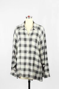 Aritzia WILFRED FREE Grey Check Twill Boyfriend Button-Up Shirt Blouse, Size S - Picture 1 of 15