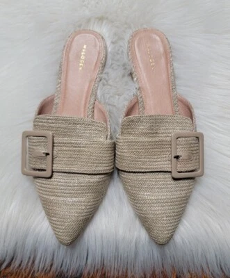 Halogen Pointed Toe Mules Flats Women's Size 9 Beige Woven Buckle Detail  - Image 1 of 4