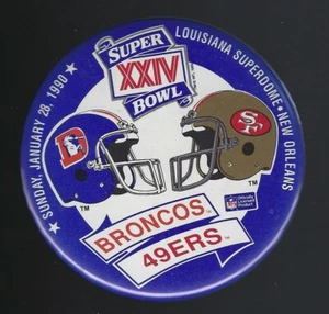 San Francisco 49ers - Denver Broncos Super Bowl XXIV 2.5-Inch Pinback Button - Picture 1 of 1