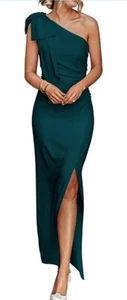PRETTYGARDEN Women's Summer One Shoulder Long Formal Dresses Sleeveless Ruched B - Picture 1 of 6