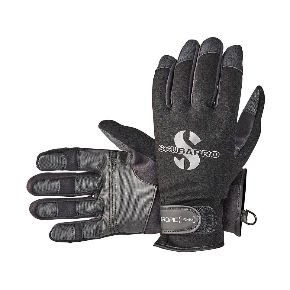 ScubaPro Tropic 1.5mm Dive Gloves - Black/Gray - Size L (58.035.400)