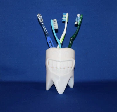Smiling TOOTH Toothbrush Holder Figure Bathroom Accessory - Image 1 of 3