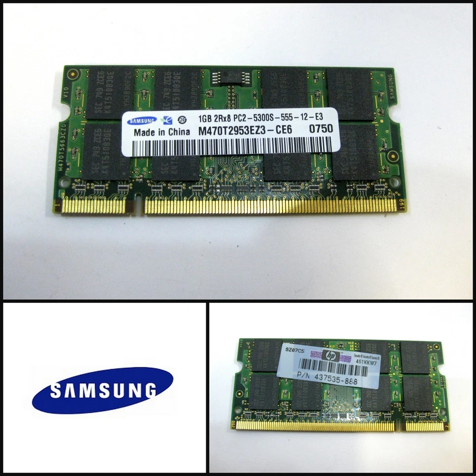 SAMSUNG 1GB PC2-5200S M470T2953EZ3-CE6 DDR2 Memory RAM for Laptop - Image 1 of 1