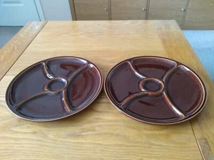 Pair Of Vintage French Country Glazed Divided Serving Plates : Diameter 21.5 cm - Picture 1 of 4