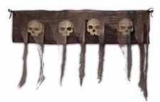 3D Halloween Horror Catacomb Doorway Banner 4ft Wide Cloth Banner c/w Skulls