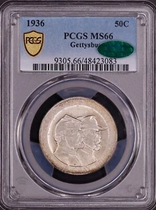 1936 Gettysburg Commemorative Silver Half Dollar PCGS MS66 CAC - PQ Original - Picture 1 of 5