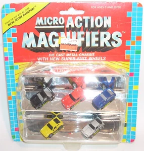 1989 Funrise MICRO ACTION MAGNIFIERS 5 Car Set SEALED New 1.25" c - Picture 1 of 2