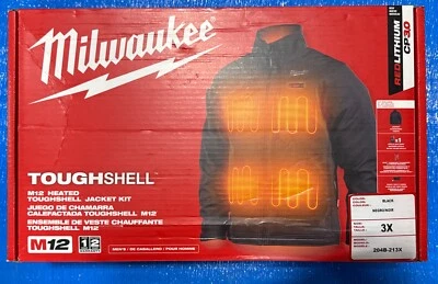 Milwaukee M12 Heated Toughshell Jacket Kit Black 3X-Large Battery 204B-213X NEW - Image 1 of 4