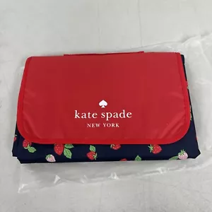 Nueva Manta de Picnic Kate Spade Estampada Fresa Azul Rojo Multi - Imagen 1 de 6