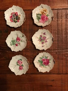 6 Vintage Nasco Japan White Porcelain Leaf Small Dish Plate Multi Floral . - Picture 1 of 2