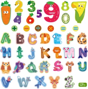 52 Stück Magnetische Buchstaben und Zahlen Große Kühlschrankmagnete für Kleinkinder 1-3 Niedlich An - Bild 1 von 12