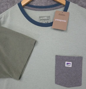Patagonia T-Shit Mens Size Medium Green Short Sleeve Shop Sticker Pocket NWT - Picture 1 of 9