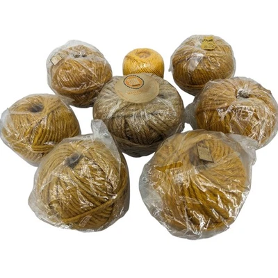 Cuerda retorcida 7 libras 8 bolas 40 yardas nueva con etiquetas cuerda de yute macramé dorada vintage años 70 Foto 1 de 4