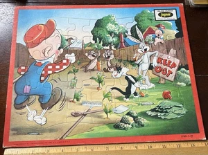 Bugs Bunny, Elmer Fudd, Keep Out Garden, puzzle intarsiato, Jaymar, Warner Bros. - Foto 1 di 2