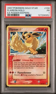 2007 POKEMON EX POWER KEEPERS GOLD STAR #100 FLAREON-HOLO PSA 1 - Image 1 of 3