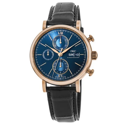 New IWC Portofino Chronograph 18kt Rose Gold Blue Dial Men's Watch IW391035 - Image 1 of 3