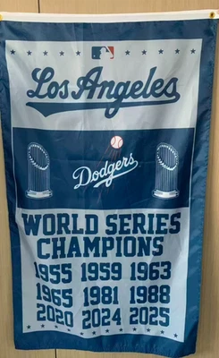 2025 Los Angeles Dodgers Gray World Series B2B Champions 3x5 Ft Flag Banner - Image 1 of 3