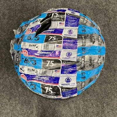 Cable eléctrico residencial interior trenzado Southwire 75 pies 8/3 casi nuevo-b, negro* Foto 1 de 4