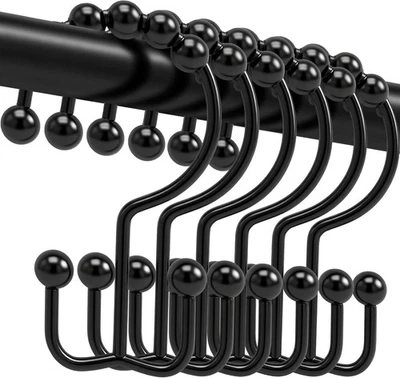 Shower Curtain Hooks, 12 Pcs Rustproof Metal Shower Curtain Rings,Free Sliding D - Image 1 of 4