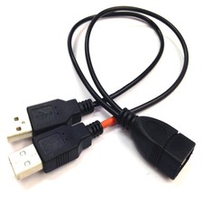 New USB 2.0 A Female to Dual Male Splitter Power Cord Extension Y Cable Adapter