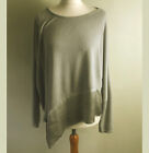 Made in Italy grey knit top 16 18 Asymmetric hem Satin trims Quirky Lagenlook