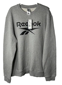 Reebok Sweatshirt Men’s 2XL Gray Classic Training Spellout Logo Casual Pullover - Picture 1 of 9